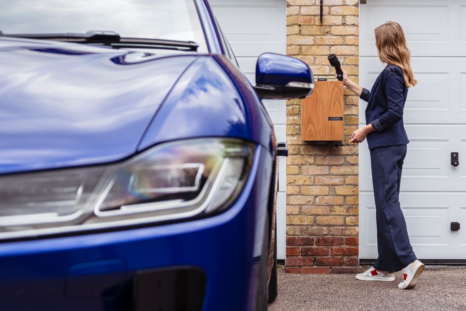 Electric car parked on a UK home driveway