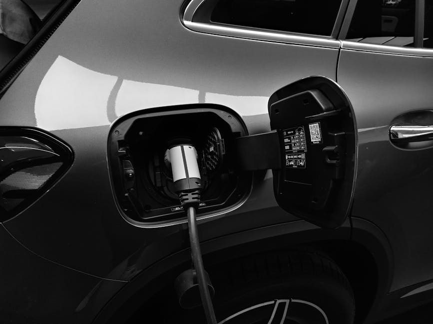 Electric vehicle charging port with plug connected at home