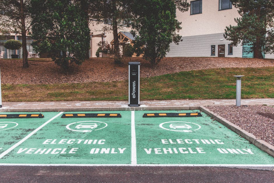 EV charger installed at a residential apartment building with off-street parking